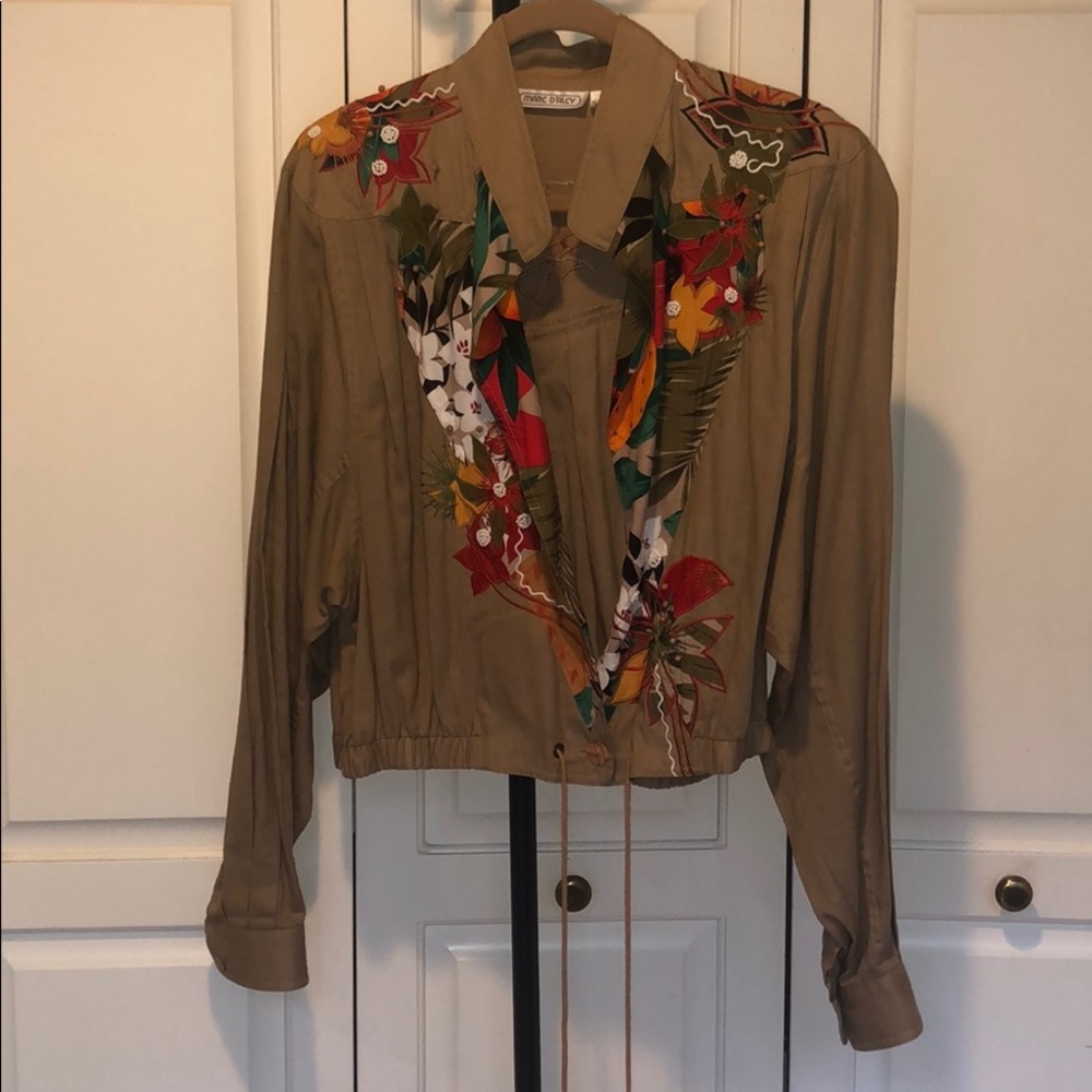 Tan Marc D’lacy Top with Beaded Accents